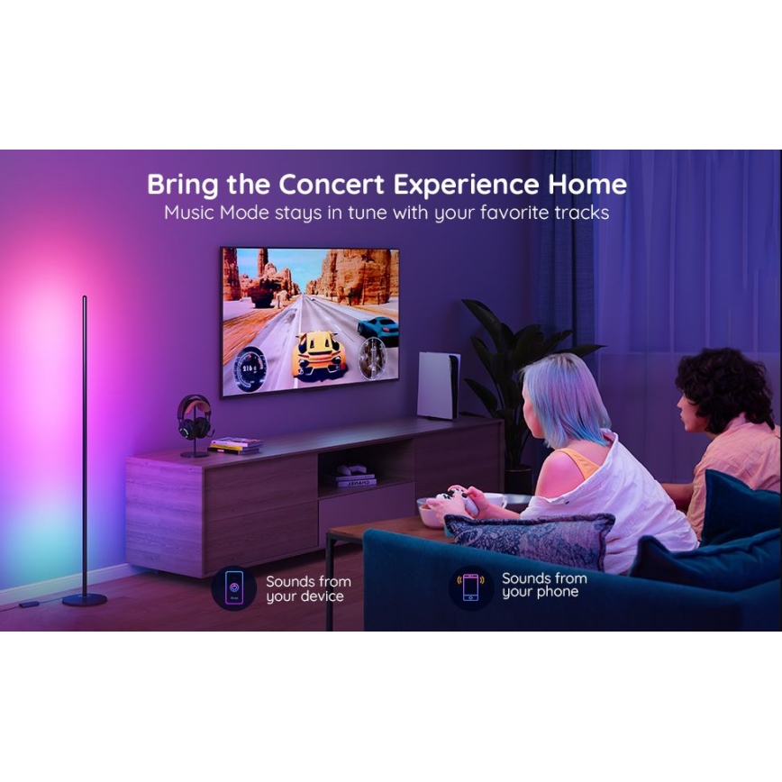 Govee - RGBICW Smart Corner Floor Lamp Wi-Fi