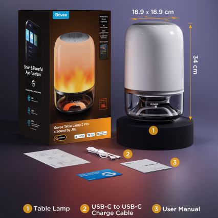 Govee - RGBW LED настольная лампа с регулируемой яркостью и встроенным динамиком LED/36W/12V Wi-Fi