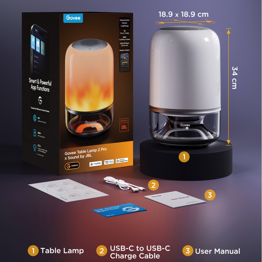 Govee - RGBW LED настольная лампа с регулируемой яркостью и встроенным динамиком LED/36W/12V Wi-Fi