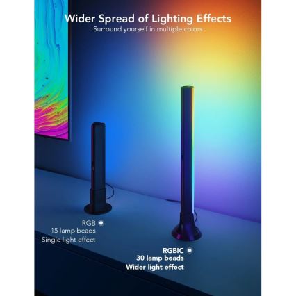 Govee - SMART LED RGBIC панель 38 см для телевізорів 43-75 - 2 шт Wi-Fi