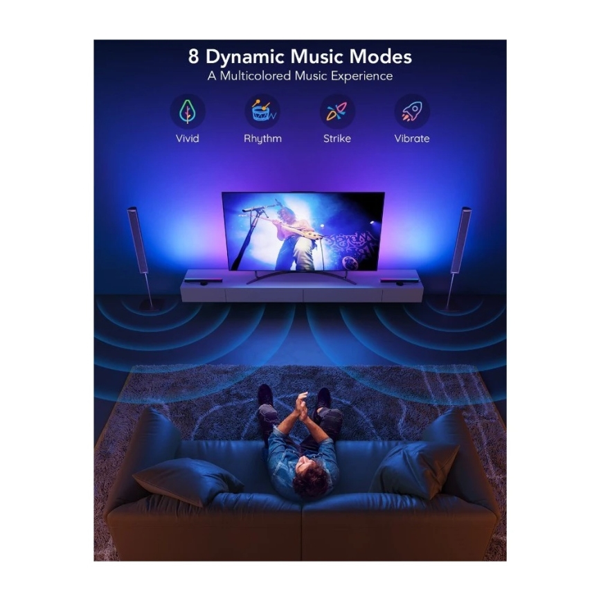 Govee - SMART LED RGBIC панель 38 см для телевізорів 43-75 - 2 шт Wi-Fi