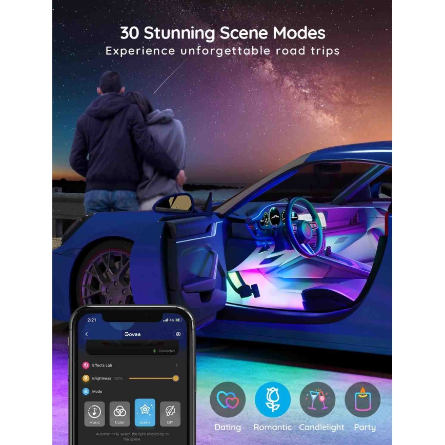 Govee - Smart LED стрічки для автомобіля - RGBIC