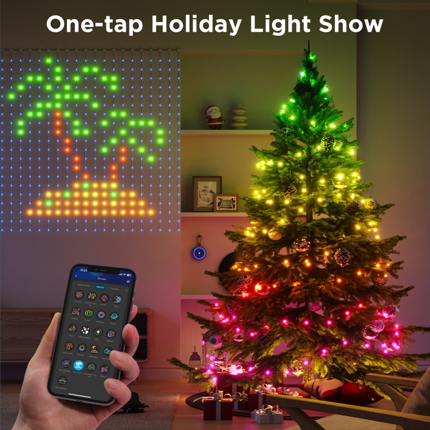 Govee - Светодиодная декоративная RGB-гирлянда на солнечной батарее LED/15W/230V IP65 Wi-Fi