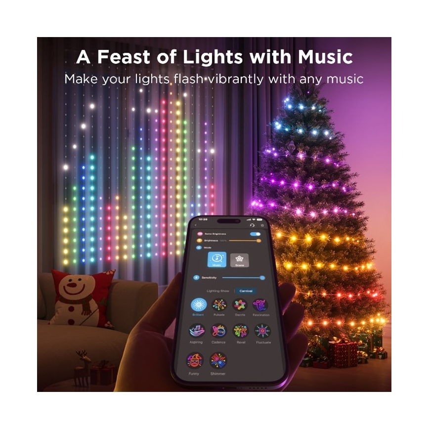 Govee - Светодиодная декоративная RGB-гирлянда на солнечной батарее LED/15W/230V IP65 Wi-Fi