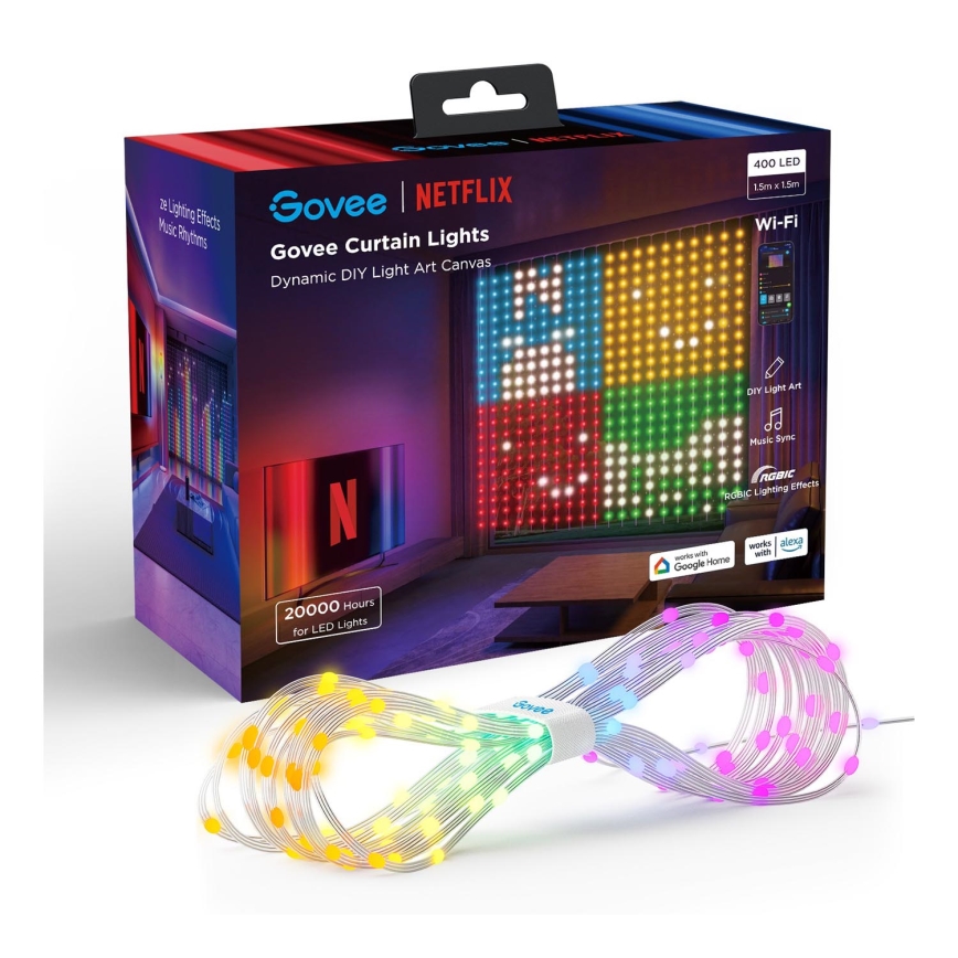 Govee - Светодиодная декоративная RGB-гирлянда на солнечной батарее LED/15W/230V IP65 Wi-Fi