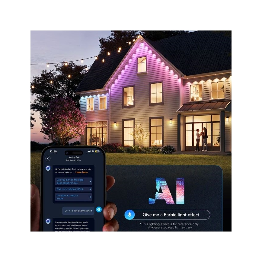 Govee - Светодиодная гирлянда RGBIC String Downlights 30 м Wi-Fi Matter IP67