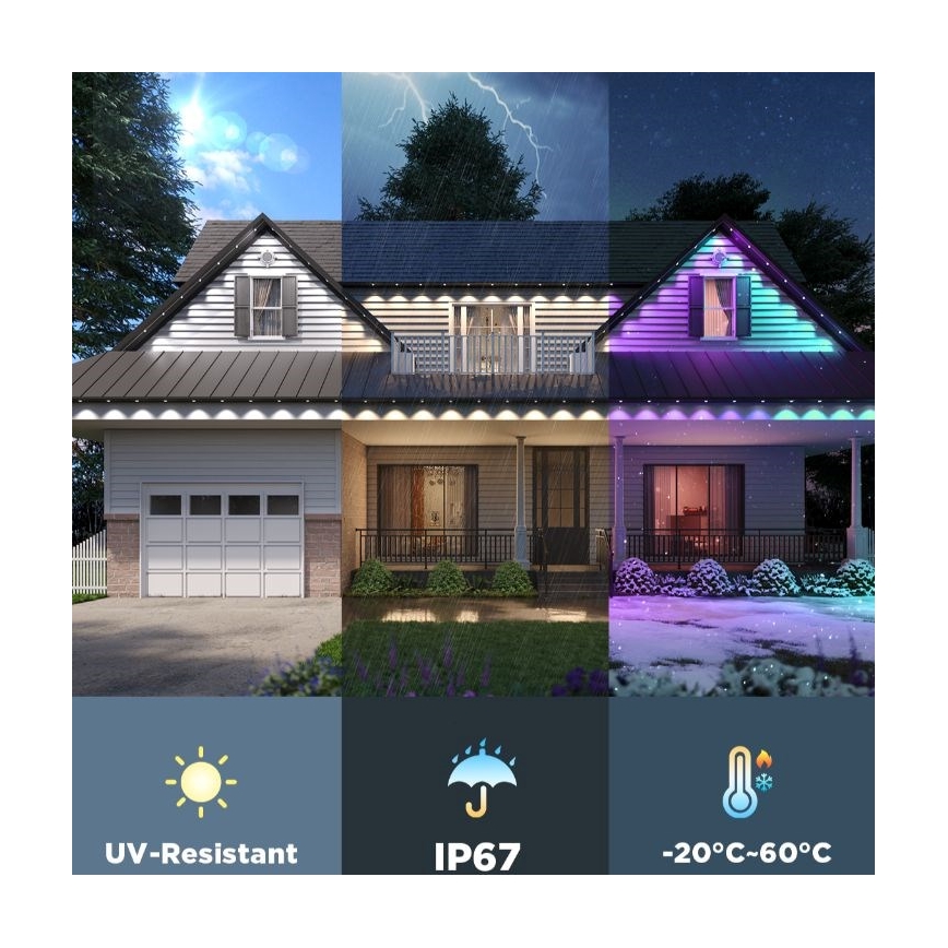 Govee - Светодиодная гирлянда RGBIC String Downlights 30 м Wi-Fi Matter IP67