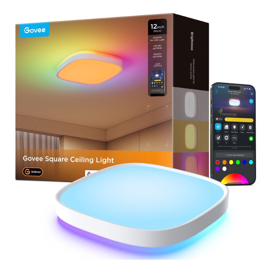 Govee - Светодиодный потолочный RGBIC-светильник с регулированием яркости LED/24W/230V 2700-6500K Wi-Fi