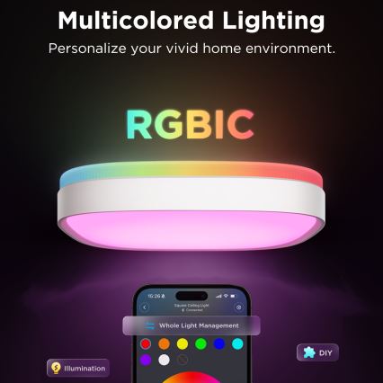 Govee - Светодиодный потолочный RGBIC-светильник с регулированием яркости LED/24W/230V 2700-6500K Wi-Fi