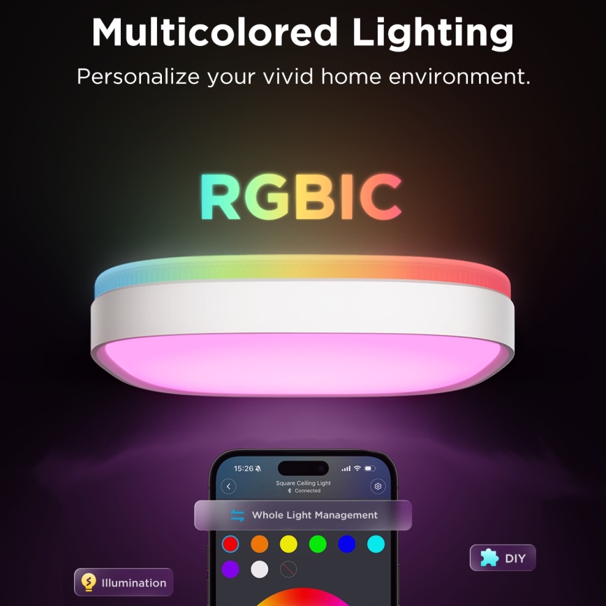 Govee - Светодиодный потолочный RGBIC-светильник с регулированием яркости LED/24W/230V 2700-6500K Wi-Fi