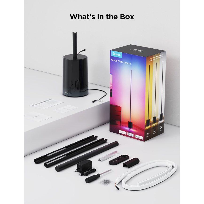 Govee - Светодиодный торшер с регулированием яркости Smart MATTER LED RGBICWW 2200-6500K Wi-Fi + дистанционное управление