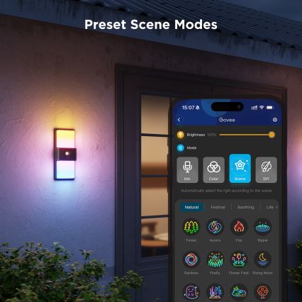 Govee - Уличный светодиодный настенный RGBIC-светильник с регулированием яркости LED/230V IP65 2700-6500K Wi-Fi