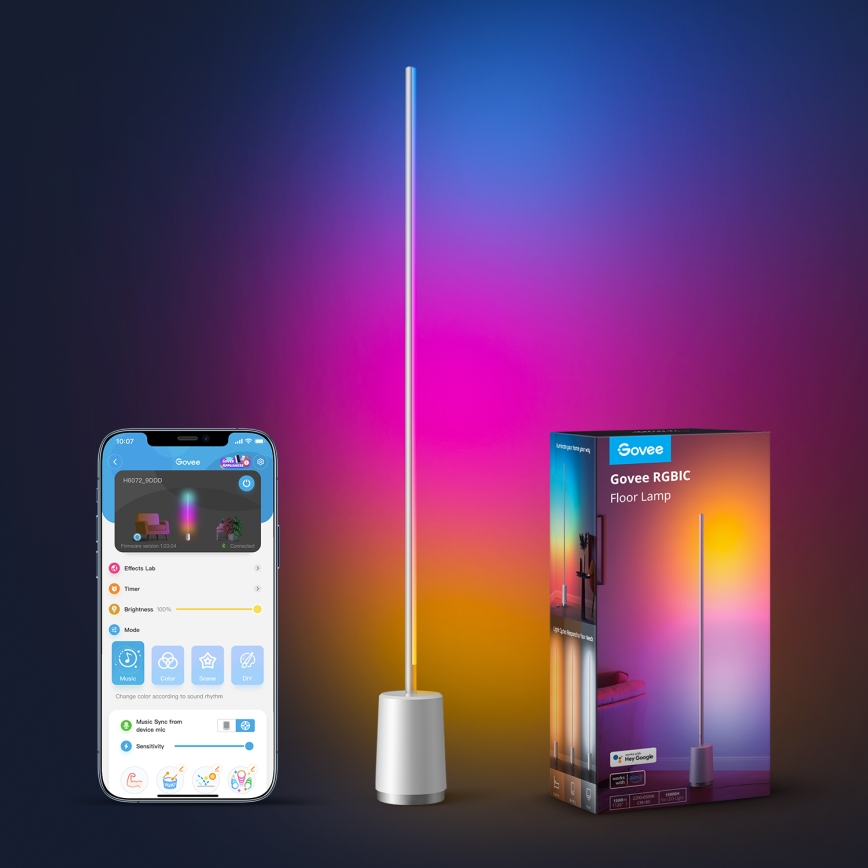 Govee - LED Торшер з регулюванням яскравості Lyra Smart RGBICWW 2200-6500K Wi-Fi + пульт дистанційного керування