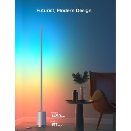 Govee - LED Торшер з регулюванням яскравості Lyra Smart RGBICWW 2200-6500K Wi-Fi + пульт дистанційного керування