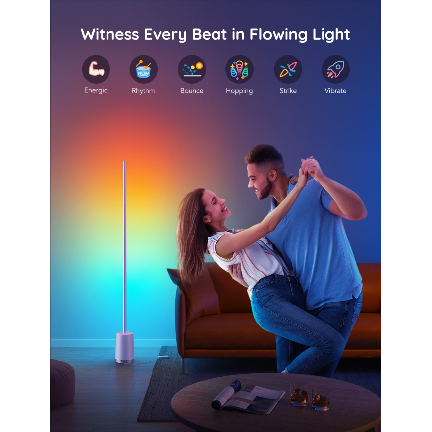 Govee - LED Торшер з регулюванням яскравості Lyra Smart RGBICWW 2200-6500K Wi-Fi + пульт дистанційного керування