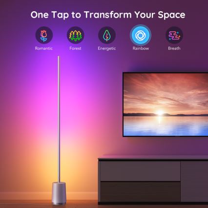 Govee - LED Торшер з регулюванням яскравості Lyra Smart RGBICWW 2200-6500K Wi-Fi + пульт дистанційного керування