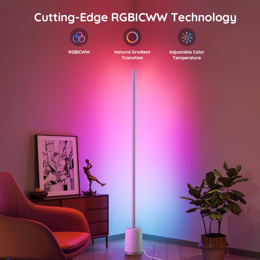 Govee - LED Торшер з регулюванням яскравості Lyra Smart RGBICWW 2200-6500K Wi-Fi + пульт дистанційного керування
