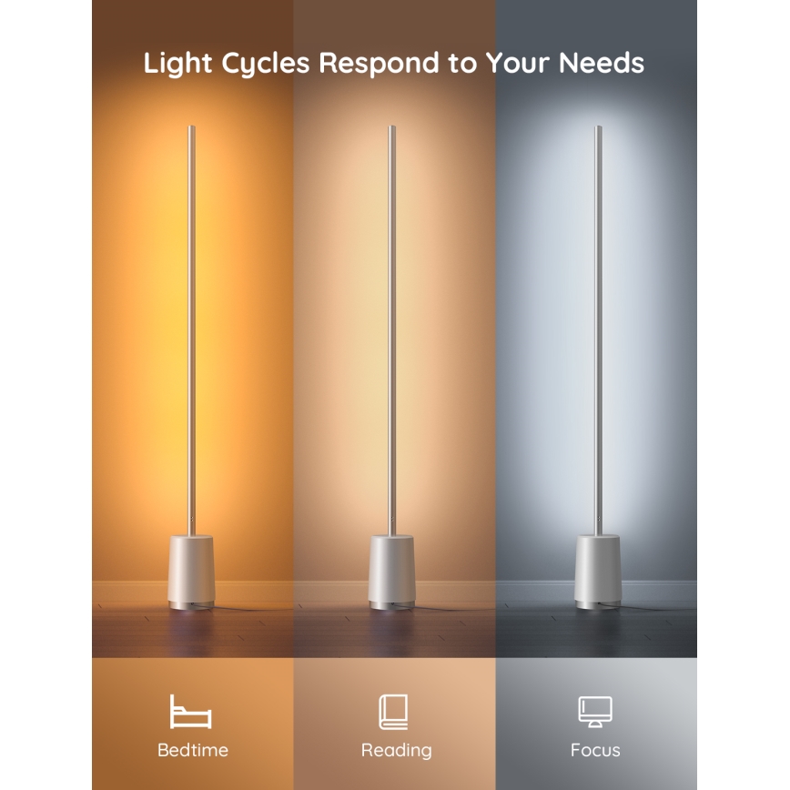 Govee - LED Торшер з регулюванням яскравості Lyra Smart RGBICWW 2200-6500K Wi-Fi + пульт дистанційного керування