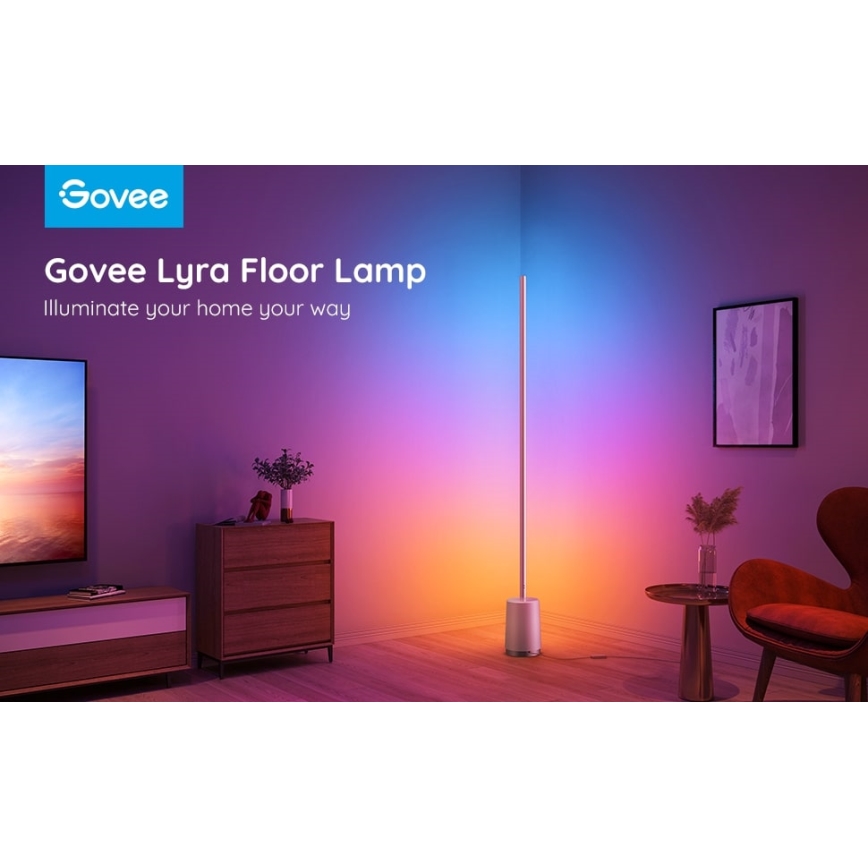 Govee - LED Торшер з регулюванням яскравості Lyra Smart RGBICWW 2200-6500K Wi-Fi + пульт дистанційного керування