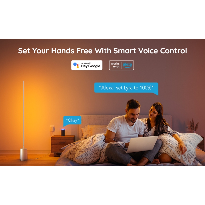 Govee - LED Торшер з регулюванням яскравості Lyra Smart RGBICWW 2200-6500K Wi-Fi + пульт дистанційного керування