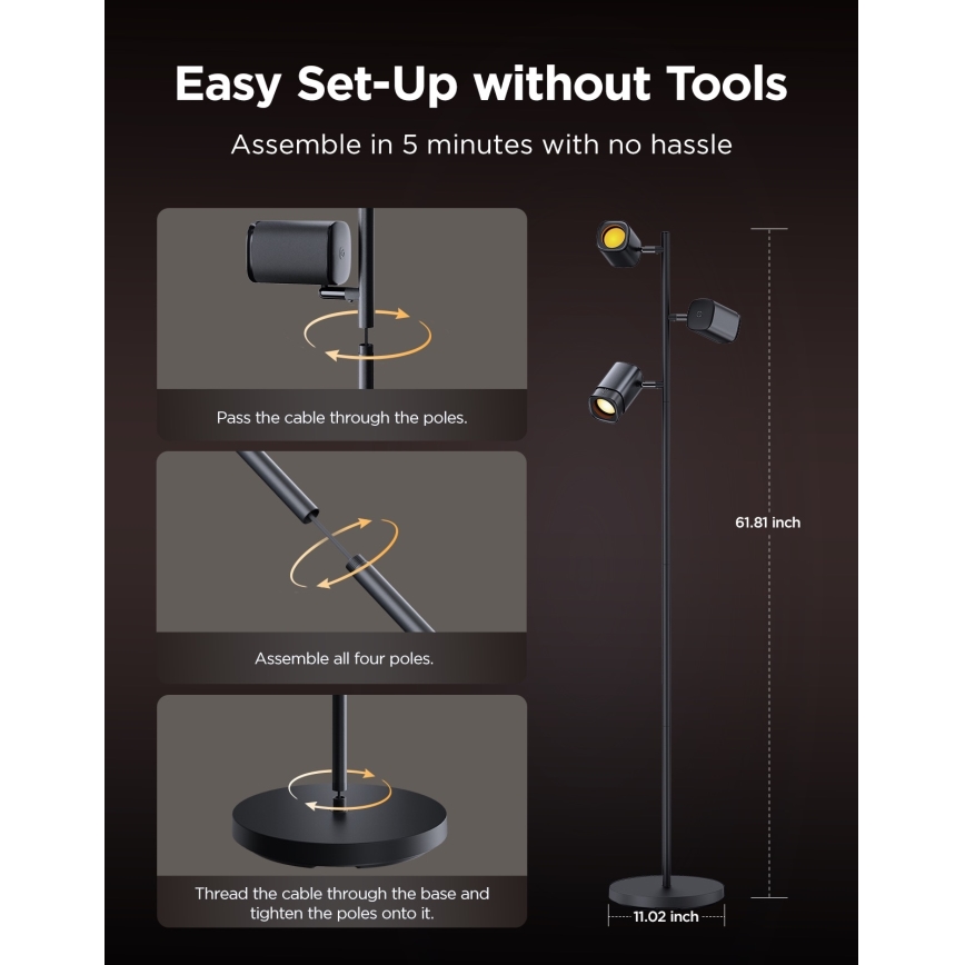 Govee - світлодіодний торшер RGBICWW з регульованою яскравістю TREE MATTER LED/48W/230V Wi-Fi