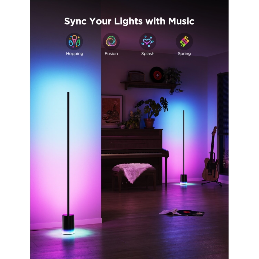 Govee - LED Торшер з регулюванням яскравості Smart MATTER LED RGBICWW 2200-6500K Wi-Fi + пульт дистанційного керування