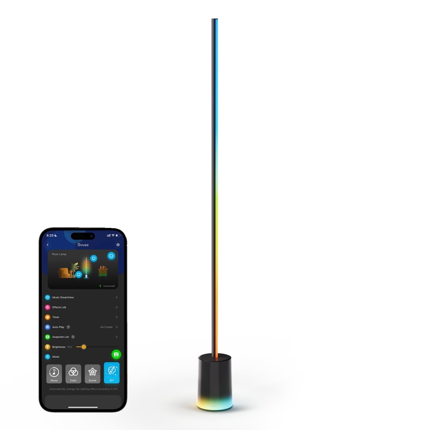 Govee - LED Торшер з регулюванням яскравості Smart MATTER LED RGBICWW 2200-6500K Wi-Fi + пульт дистанційного керування