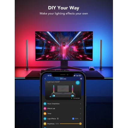 Govee - Умные геймерские Wi‑Fi LED-панели + Smart Dual контроллер, белый, Wi‑Fi