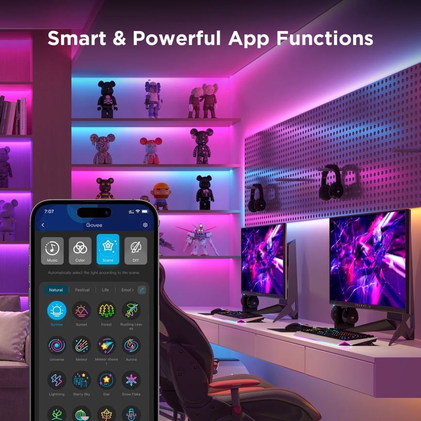 Govee - Wi-Fi RGBICW Smart PRO Світлодіодна стрічка 5м MATTER  - надзвичайно міцний