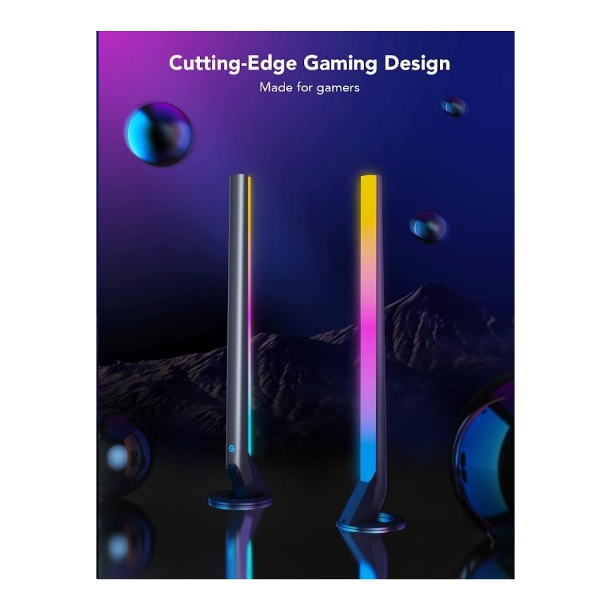 Govee - НАБОР 2x Smart Gaming Wi-Fi LED RGBIC панели + Smart Dual черная + пульт дистанционного управления