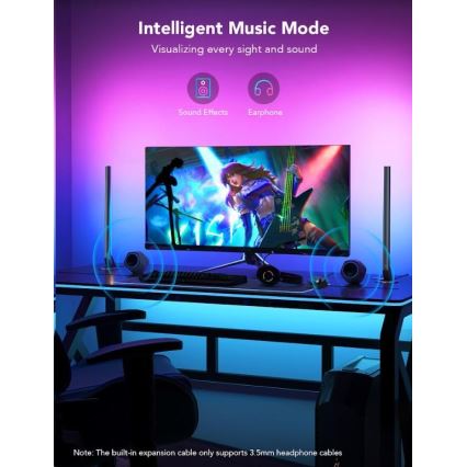 Govee - НАБОР 2x Smart Gaming Wi-Fi LED RGBIC панели + Smart Dual черная + пульт дистанционного управления