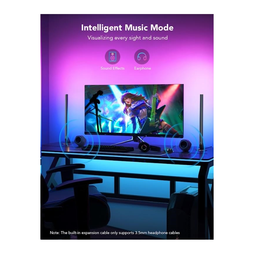 Govee - НАБОР 2x Smart Gaming Wi-Fi LED RGBIC панели + Smart Dual черная + пульт дистанционного управления