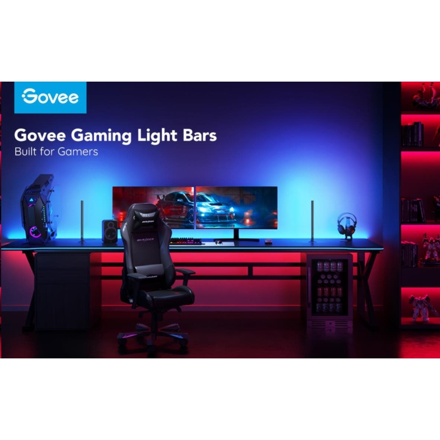 Govee - НАБОР 2x Smart Gaming Wi-Fi LED RGBIC панели + Smart Dual черная + пульт дистанционного управления