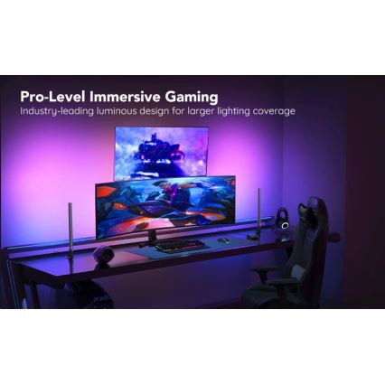 Govee - НАБОР 2x Smart Gaming Wi-Fi LED RGBIC панели + Smart Dual черная + пульт дистанционного управления