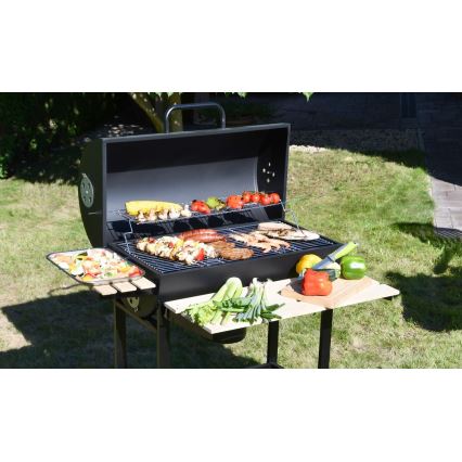 Гриль на углях черный/дерево