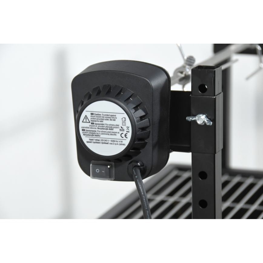 Гриль на углях с мотором 4W/230V черный