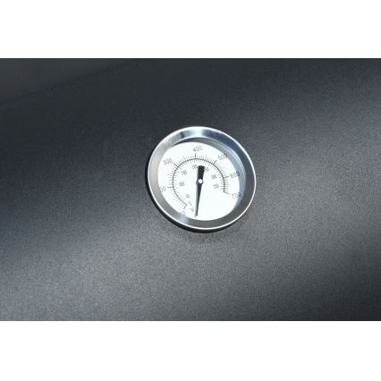 Гриль на вугілля з коптильнею чорний/дерево