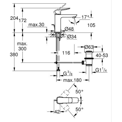 GROHE 1018322430 - Смеситель для раковины DICE M черный