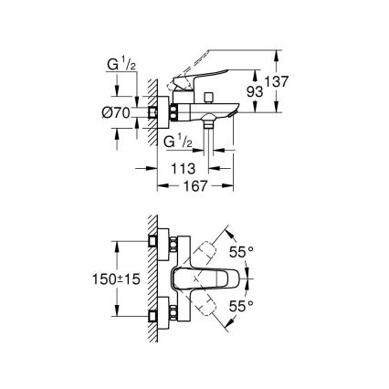 GROHE 1018720000 - Смеситель для ванны DICE, глянцевый хром