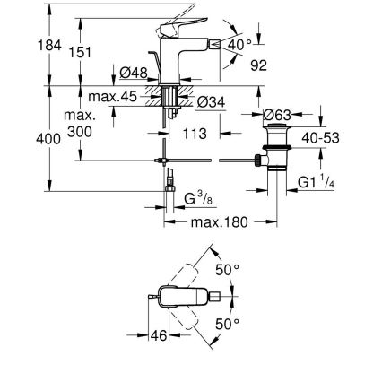 GROHE 1018772430 - Біде-змішувач DICE чорний