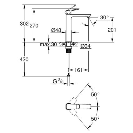 GROHE 1018922430 - Раковинный смеситель DICE XL черный