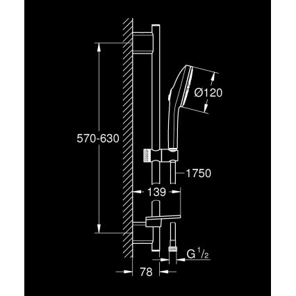 GROHE 134866DC00 - Душовий комплект VITALIO JOY+ 120 мм матовий хром
