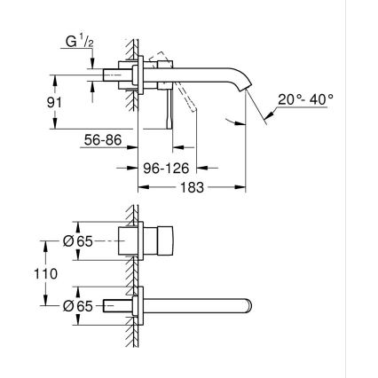 GROHE 19408GL1 - Двухотверстной смеситель для раковины ESSENCE, 183 мм, золотой