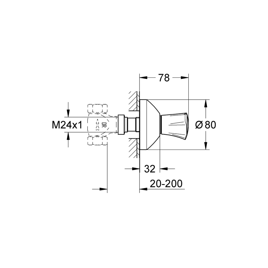 GROHE 19806001 - Верхня частина прихованого вентиля COSTA L 20-200 mm блискучий хром