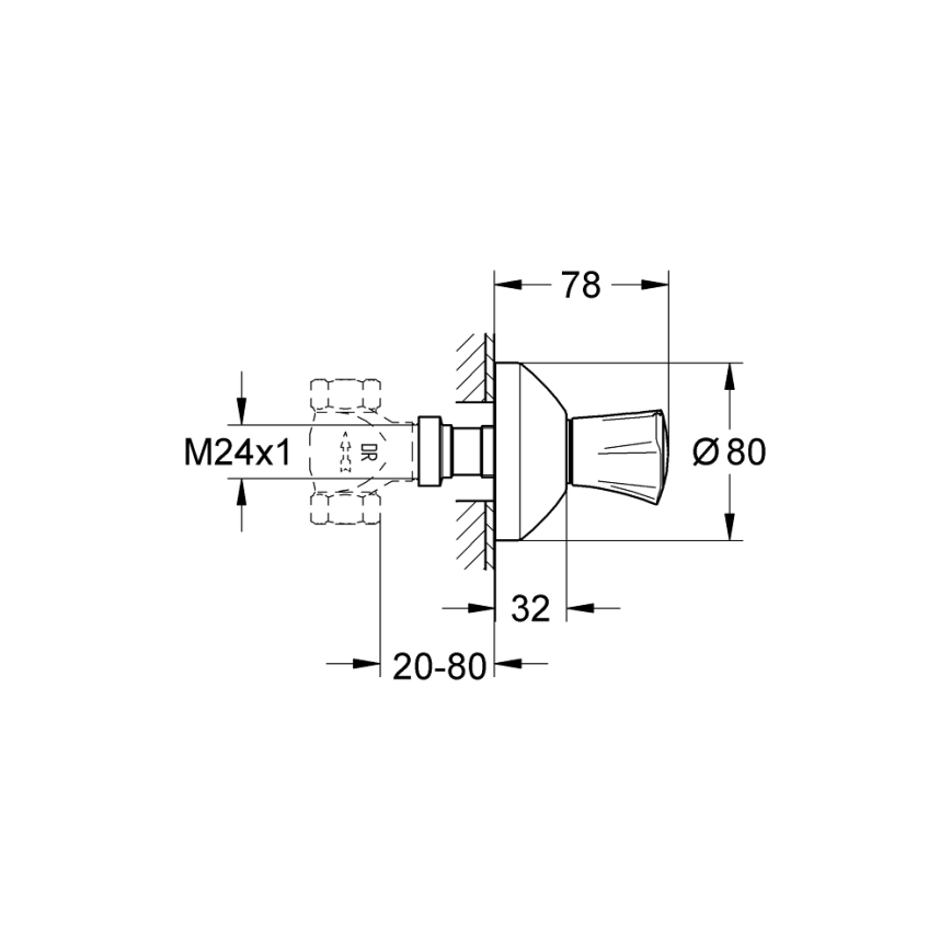 GROHE 19809001 - Верхня частина вбудованого вентиля COSTA L, блискучий хром