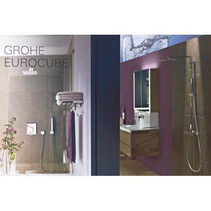 GROHE 19895000 - Двухотверстной смеситель для раковины EUROCUBE 171 мм, глянцевый хром