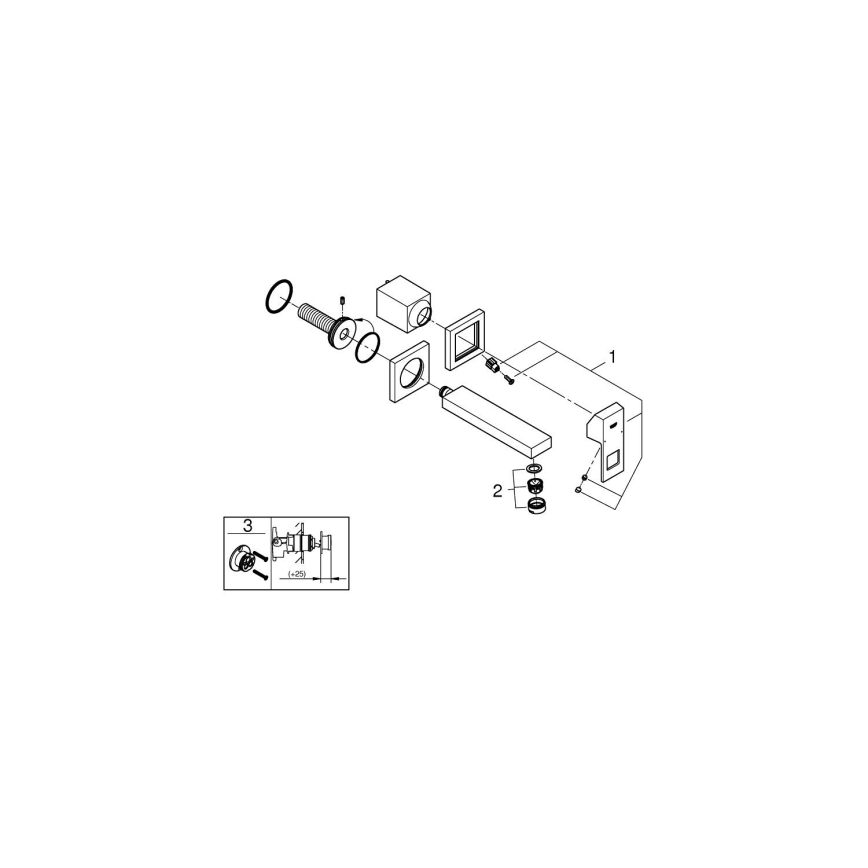 GROHE 19895000 - Змішувач для умивальника на 2 отвори EUROCUBE 171 мм полірований хром