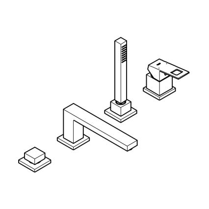 GROHE 19897001 - Чотирьохотвірний ванний змішувач EUROCUBE блискучий хром