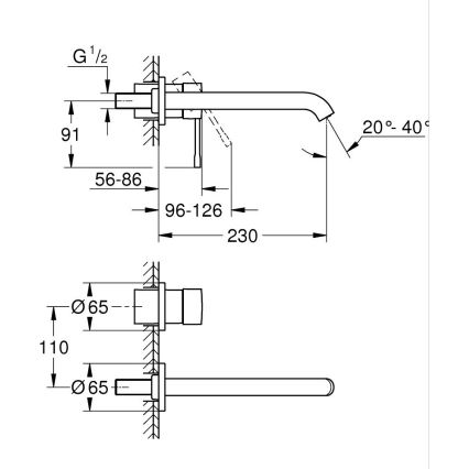 GROHE 19967GL1 - Двохотвірний змішувач для умивальника ESSENCE 230 мм золотий