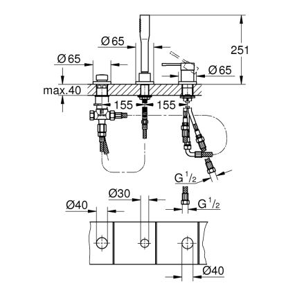 GROHE 19976001 - Трёхотверстной смеситель для ванны ESSENCE, полированный хром